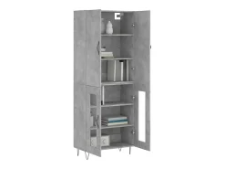 Aparador alto madera contrachapada gris hormigón 69,5x34x180 cm