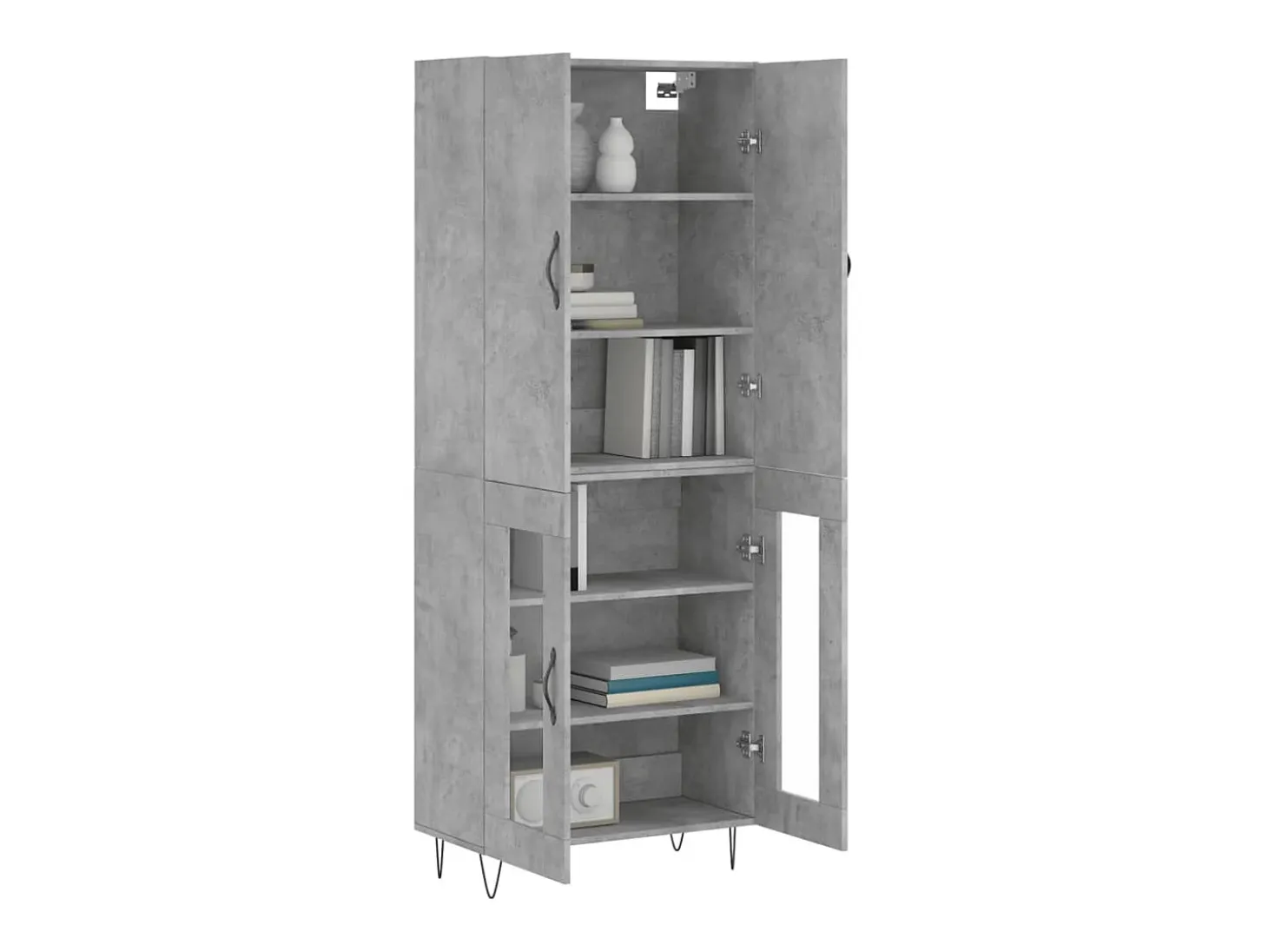 Aparador alto madera contrachapada gris hormigón 69,5x34x180 cm