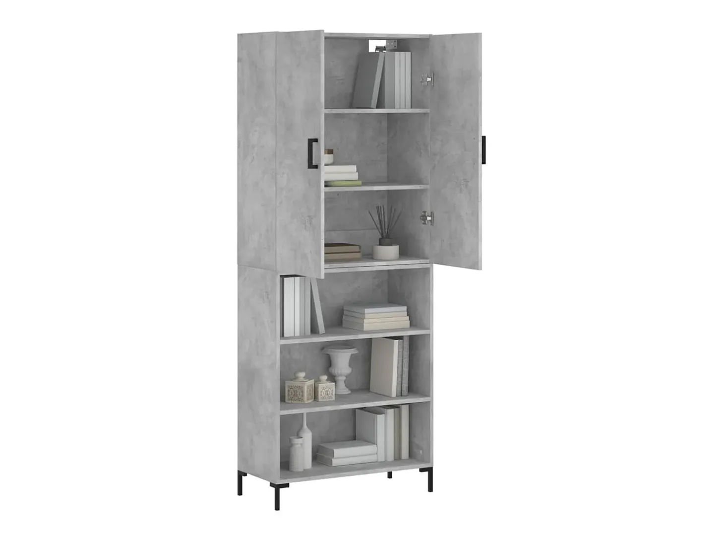Aparador alto madera contrachapada gris hormigón 69,5x34x180 cm ES83301