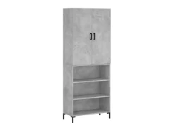 Aparador alto madera contrachapada gris hormigón 69,5x34x180 cm ES83301