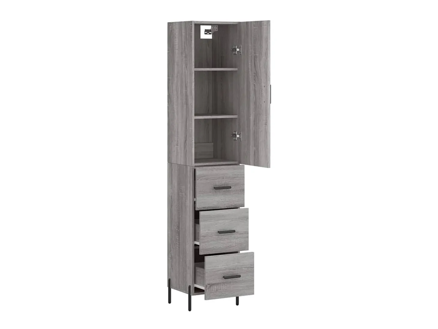 Aparador alto madera contrachapada gris Sonoma 34,5x34x180 cm ES34813