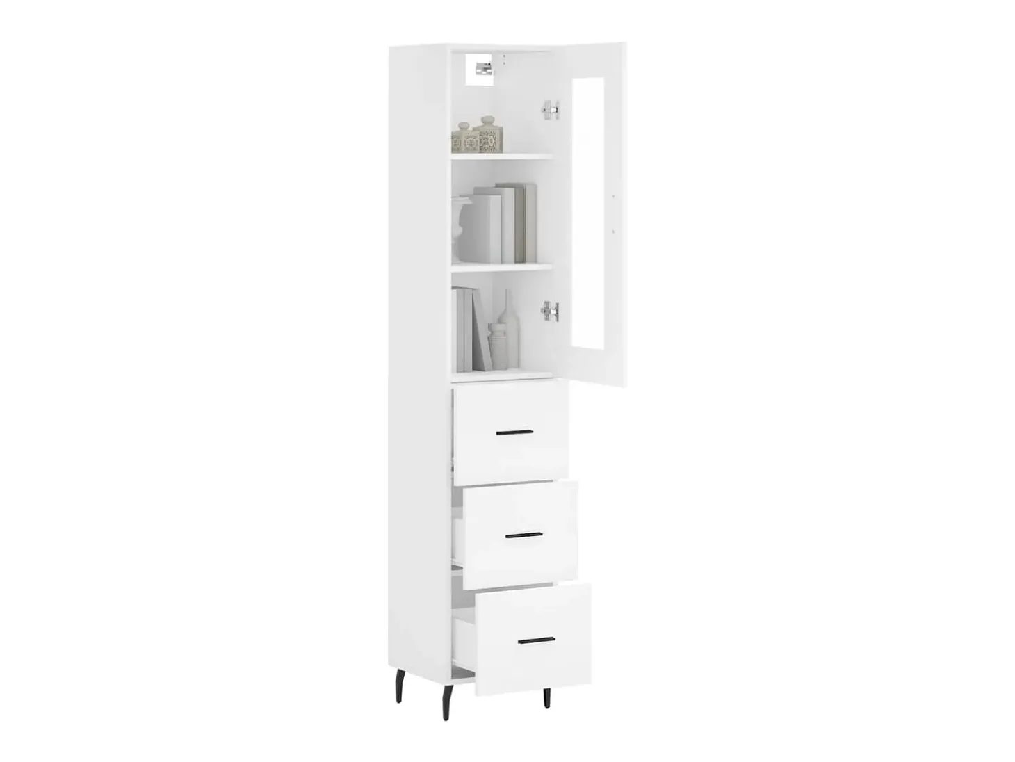 Aparador alto madera contrachapada blanco 34,5x34x180 cm ES37648