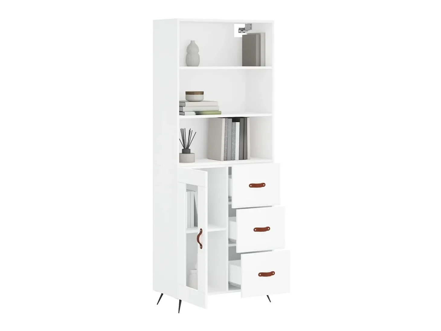 Aparador alto madera contrachapada blanco 69,5x34x180 cm ES83662