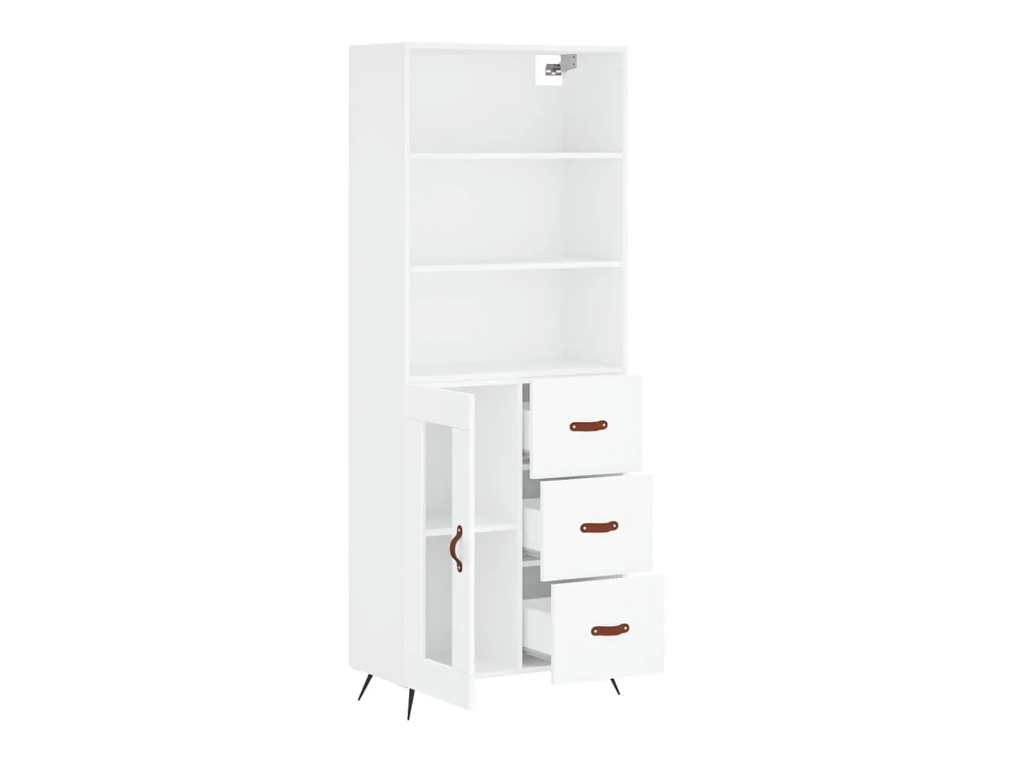 Aparador alto madera contrachapada blanco 69,5x34x180 cm ES83662