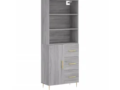 Aparador alto madera contrachapada gris sonoma 69,5x34x180 cm ES88037