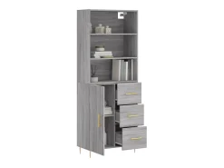 Aparador alto madera contrachapada gris sonoma 69,5x34x180 cm ES88037