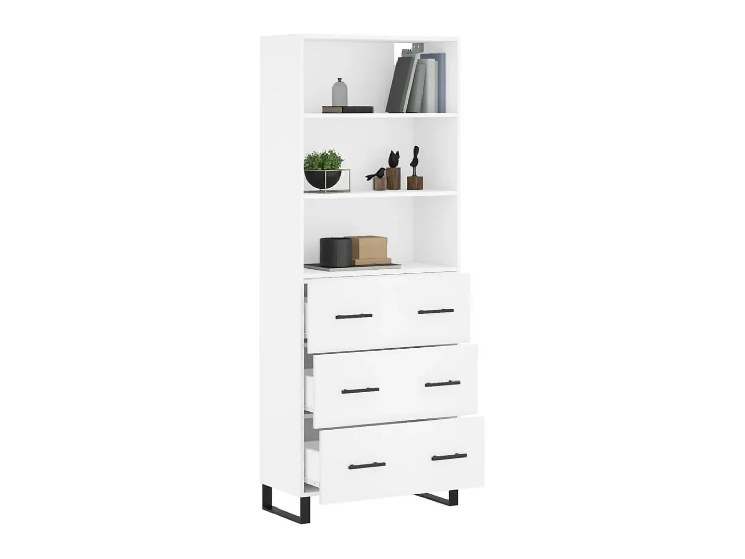 Aparador alto madera contrachapada blanco 69,5x34x180 cm ES59995