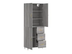 Aparador alto madera contrachapada gris sonoma 69,5x34x180 cm ES34872