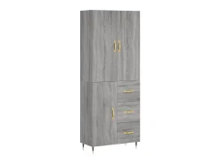 Aparador alto madera contrachapada gris sonoma 69,5x34x180 cm ES34872