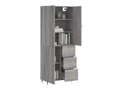 Aparador alto madera contrachapada gris sonoma 69,5x34x180 cm ES34872