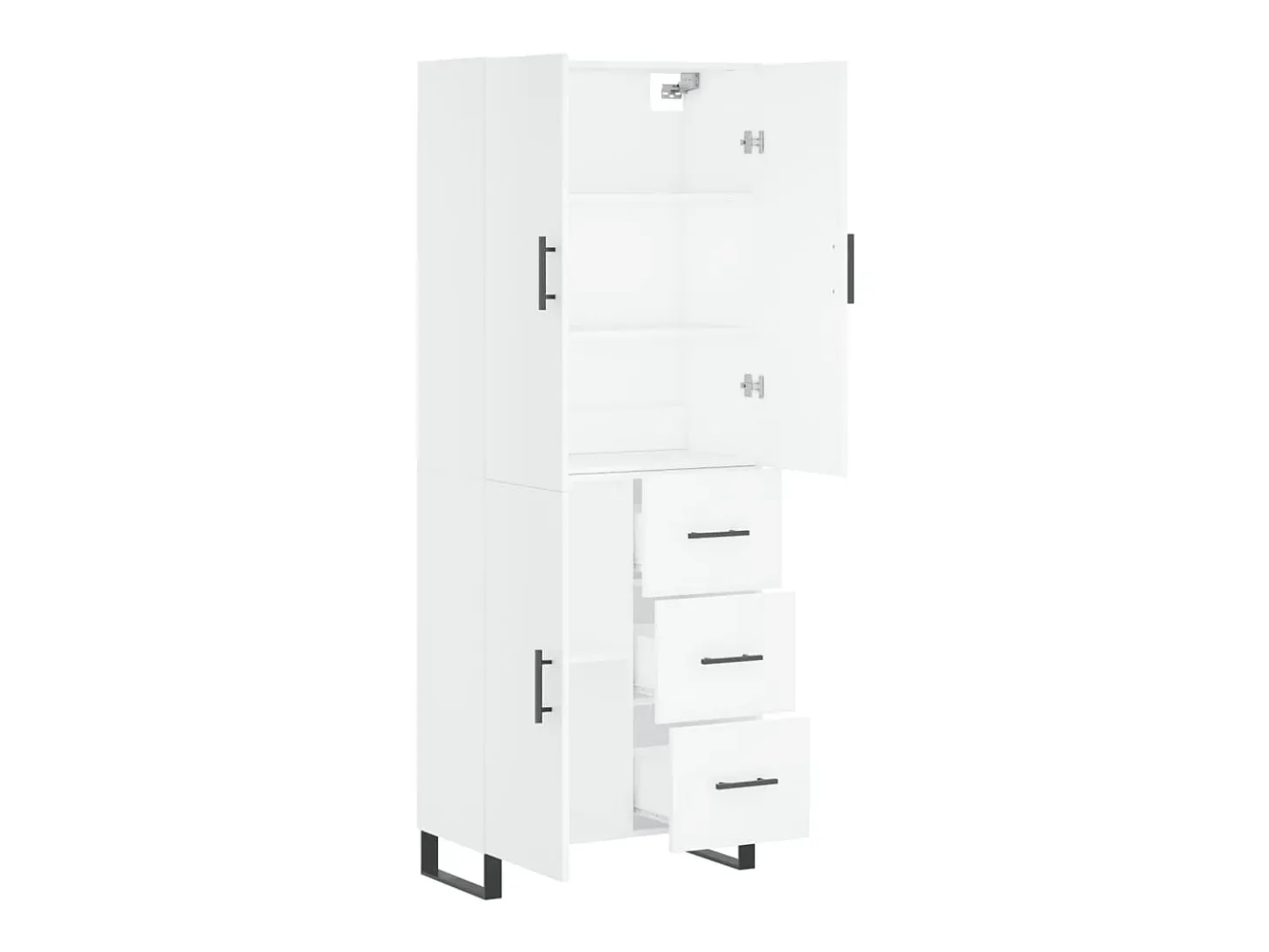 Aparador alto madera contrachapada blanco 69,5x34x180 cm ES99458