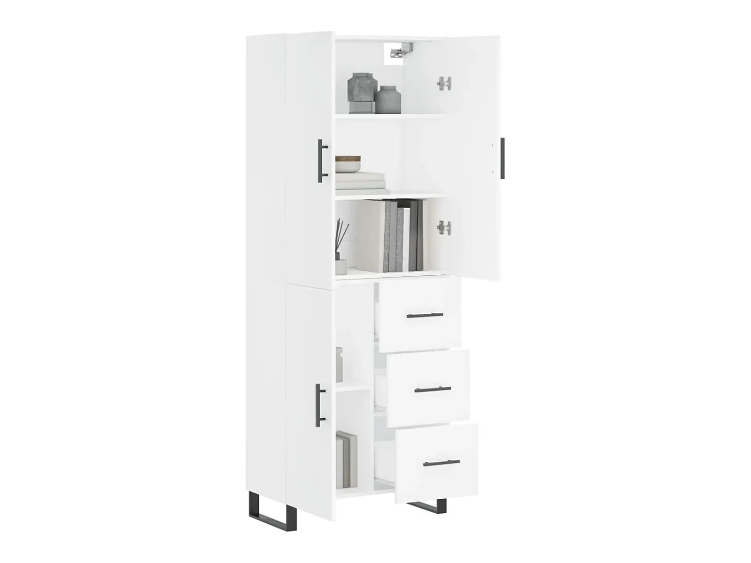 Aparador alto madera contrachapada blanco 69,5x34x180 cm ES99458