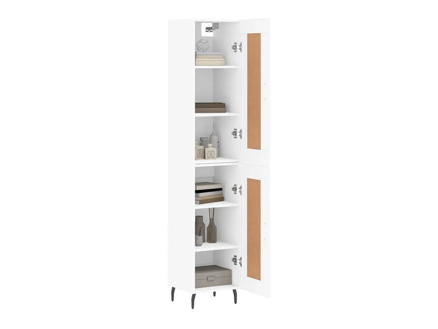 Aparador alto madera contrachapada blanco 34,5x34x180 cm ES12683