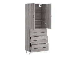 Aparador alto madera contrachapada gris sonoma 69,5x34x180 cm ES20583