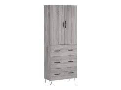 Aparador alto madera contrachapada gris sonoma 69,5x34x180 cm ES20583