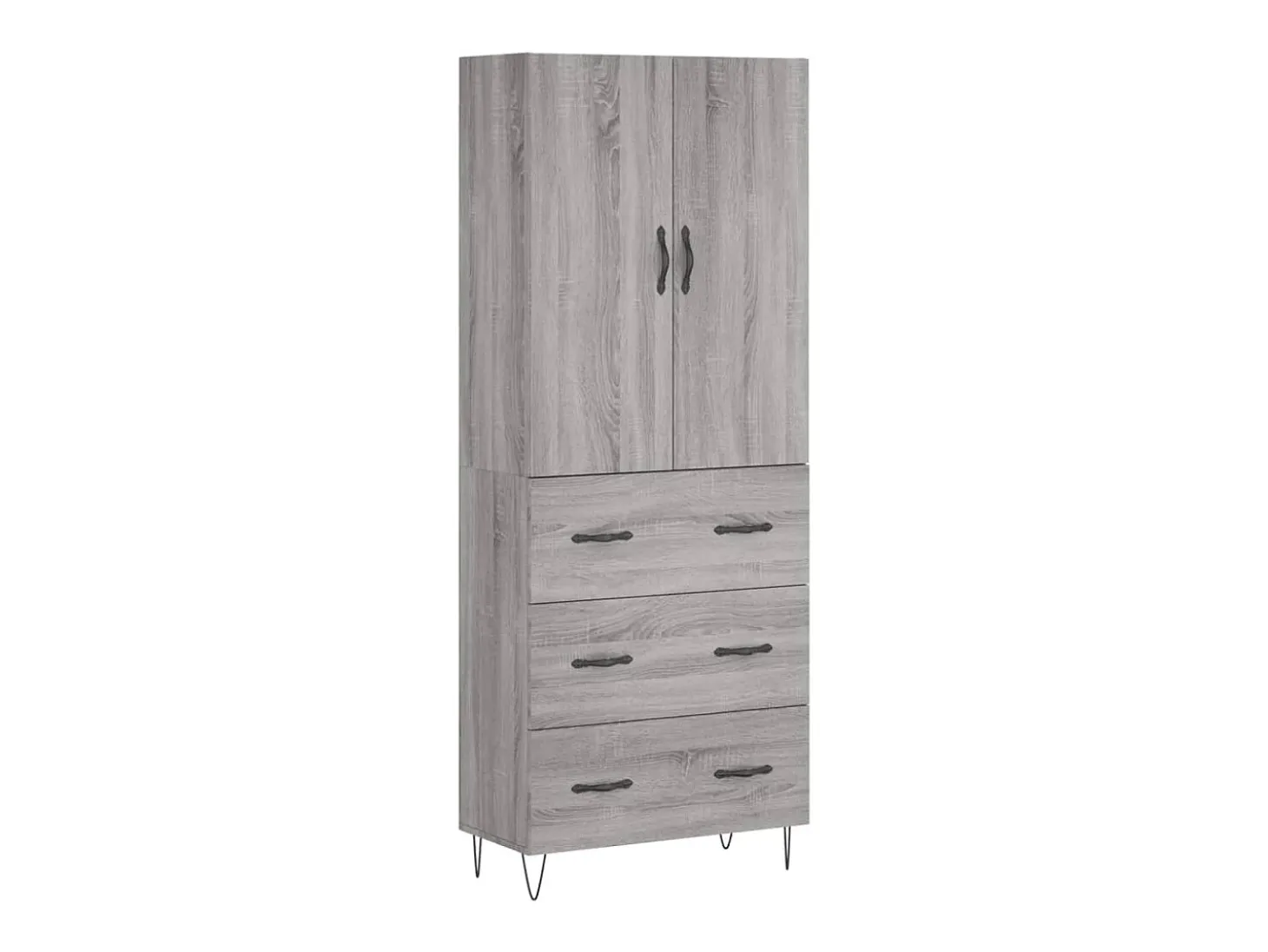 Aparador alto madera contrachapada gris sonoma 69,5x34x180 cm ES20583