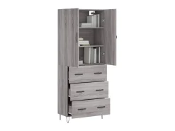 Aparador alto madera contrachapada gris sonoma 69,5x34x180 cm ES20583
