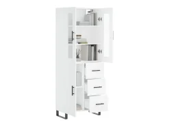 Aparador alto madera contrachapada blanco 69,5x34x180 cm ES43771