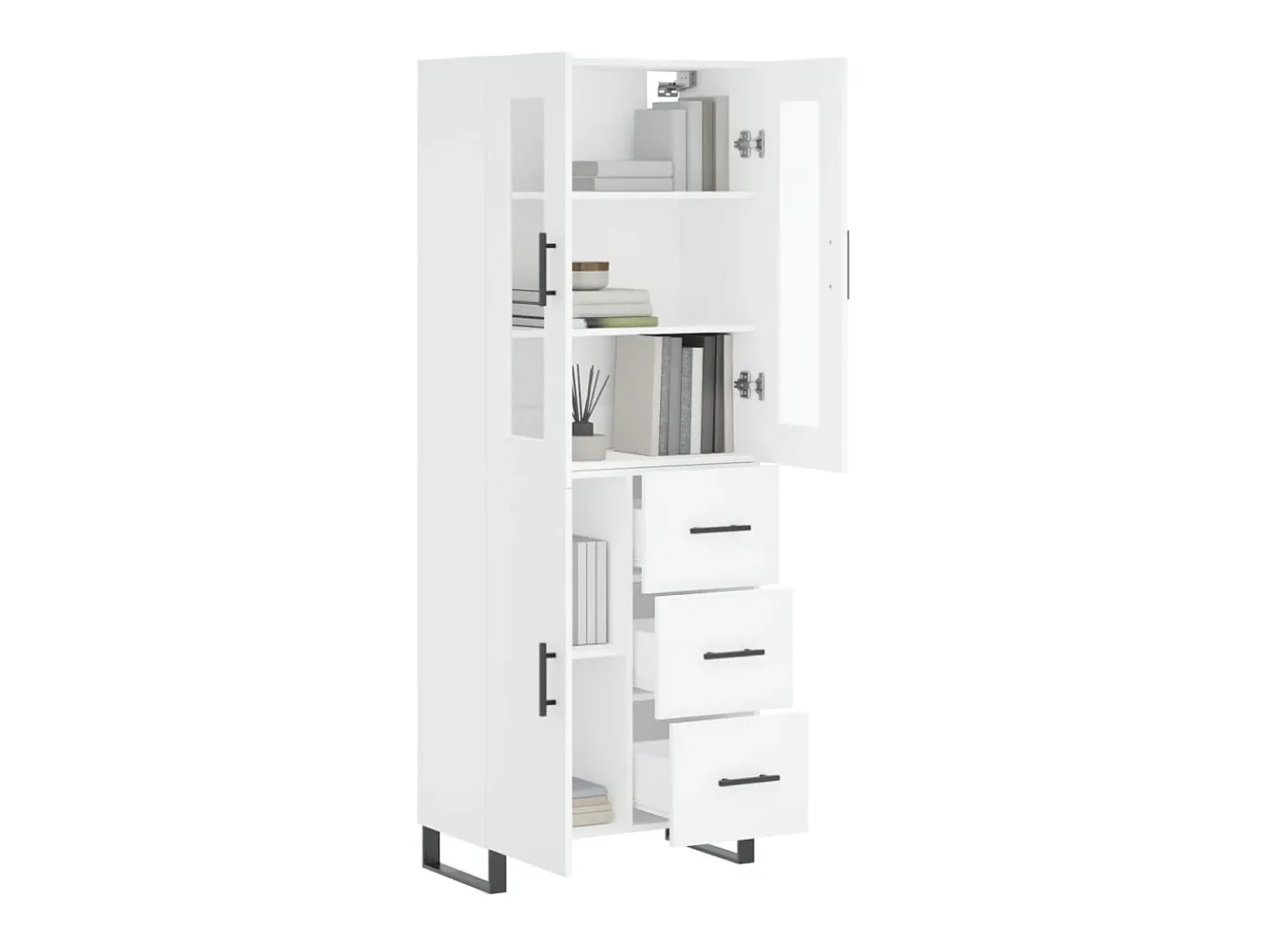 Aparador alto madera contrachapada blanco 69,5x34x180 cm ES43771
