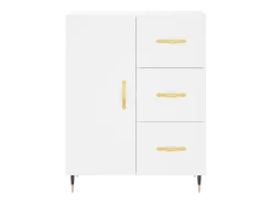 Aparador alto madera contrachapada blanco 69,5x34x180 cm