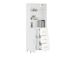 Aparador alto madera contrachapada blanco 69,5x34x180 cm