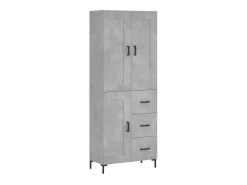 Aparador alto madera contrachapada gris hormigón 69,5x34x180 cm ES38936