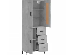 Aparador alto madera contrachapada gris hormigón 69,5x34x180 cm ES38936