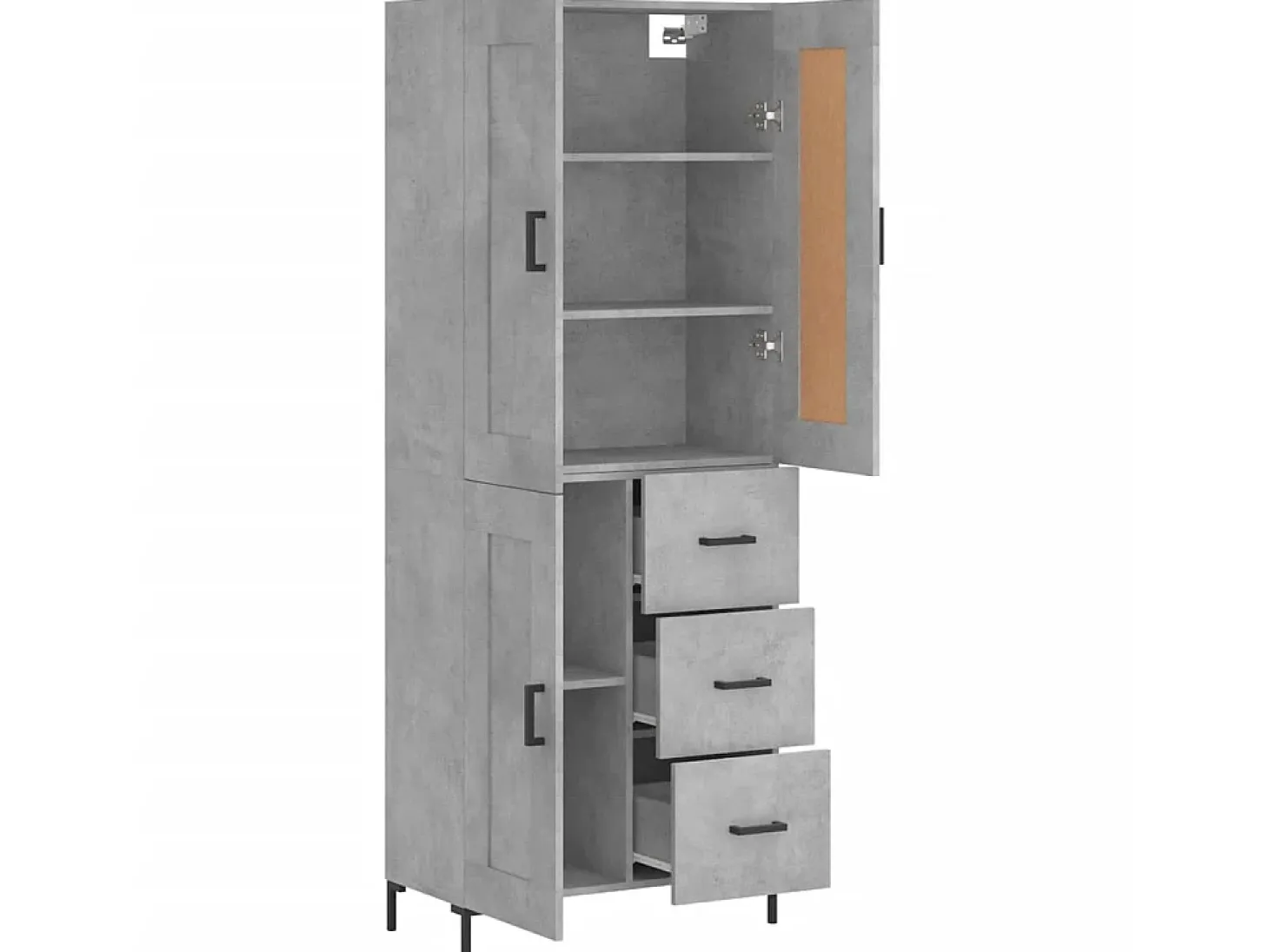 Aparador alto madera contrachapada gris hormigón 69,5x34x180 cm ES38936