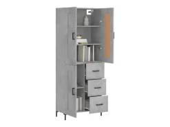 Aparador alto madera contrachapada gris hormigón 69,5x34x180 cm ES38936