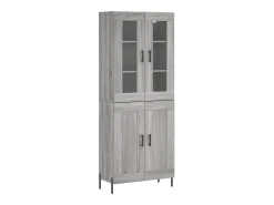Aparador alto madera contrachapada gris sonoma 69,5x34x180 cm