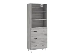 Aparador alto madera contrachapada gris sonoma 69,5x34x180 cm ES24995