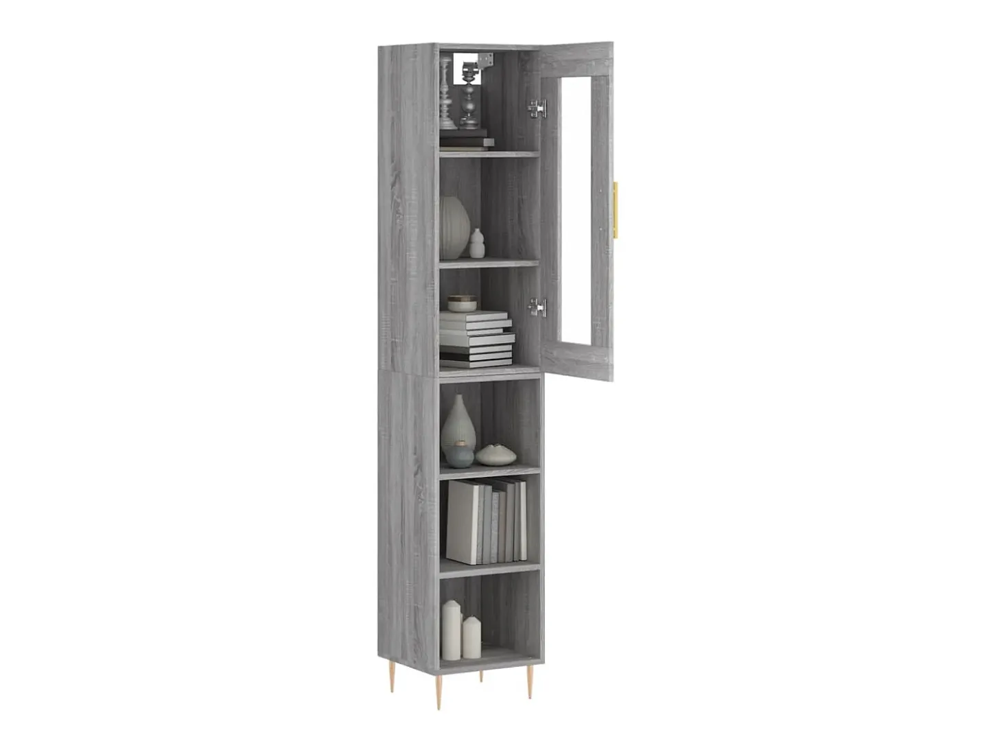 Aparador alto madera contrachapada gris Sonoma 34,5x34x180 cm ES83258