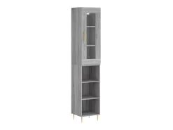 Aparador alto madera contrachapada gris Sonoma 34,5x34x180 cm ES83258