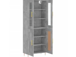 Aparador alto madera contrachapada gris hormigón 69,5x34x180 cm ES71171