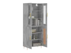 Aparador alto madera contrachapada gris hormigón 69,5x34x180 cm ES71171