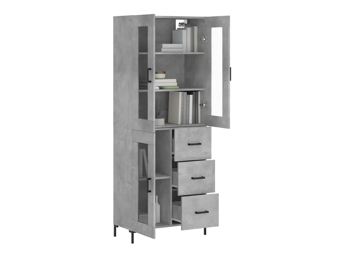 Aparador alto madera contrachapada gris hormigón 69,5x34x180 cm ES95928