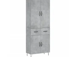Aparador alto madera contrachapada gris hormigón 69,5x34x180 cm ES74015