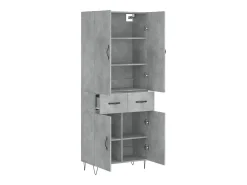 Aparador alto madera contrachapada gris hormigón 69,5x34x180 cm ES74015
