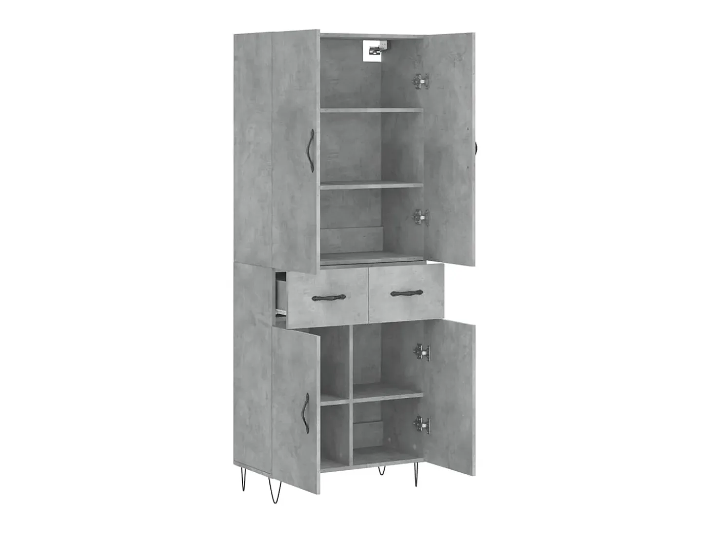 Aparador alto madera contrachapada gris hormigón 69,5x34x180 cm ES74015