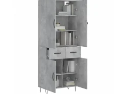 Aparador alto madera contrachapada gris hormigón 69,5x34x180 cm ES74015