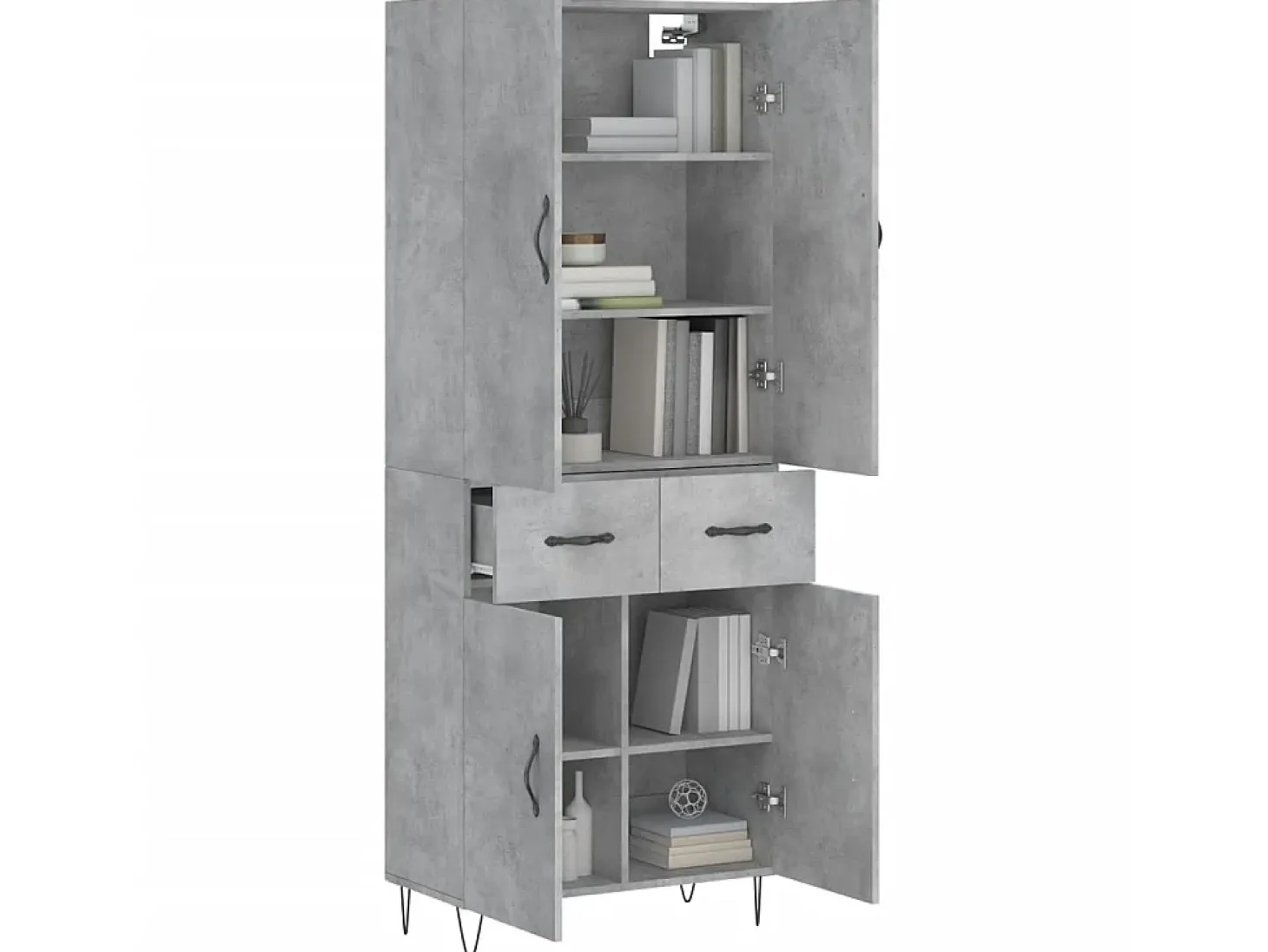 Aparador alto madera contrachapada gris hormigón 69,5x34x180 cm ES74015