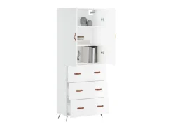 Aparador alto madera contrachapada blanco 69,5x34x180 cm ES10713