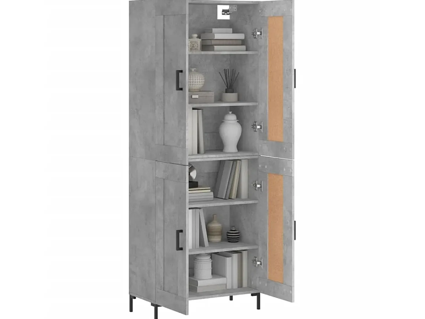 Aparador alto madera contrachapada gris hormigón 69,5x34x180 cm