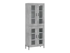 Aparador alto madera contrachapada gris hormigón 69,5x34x180 cm ES13498