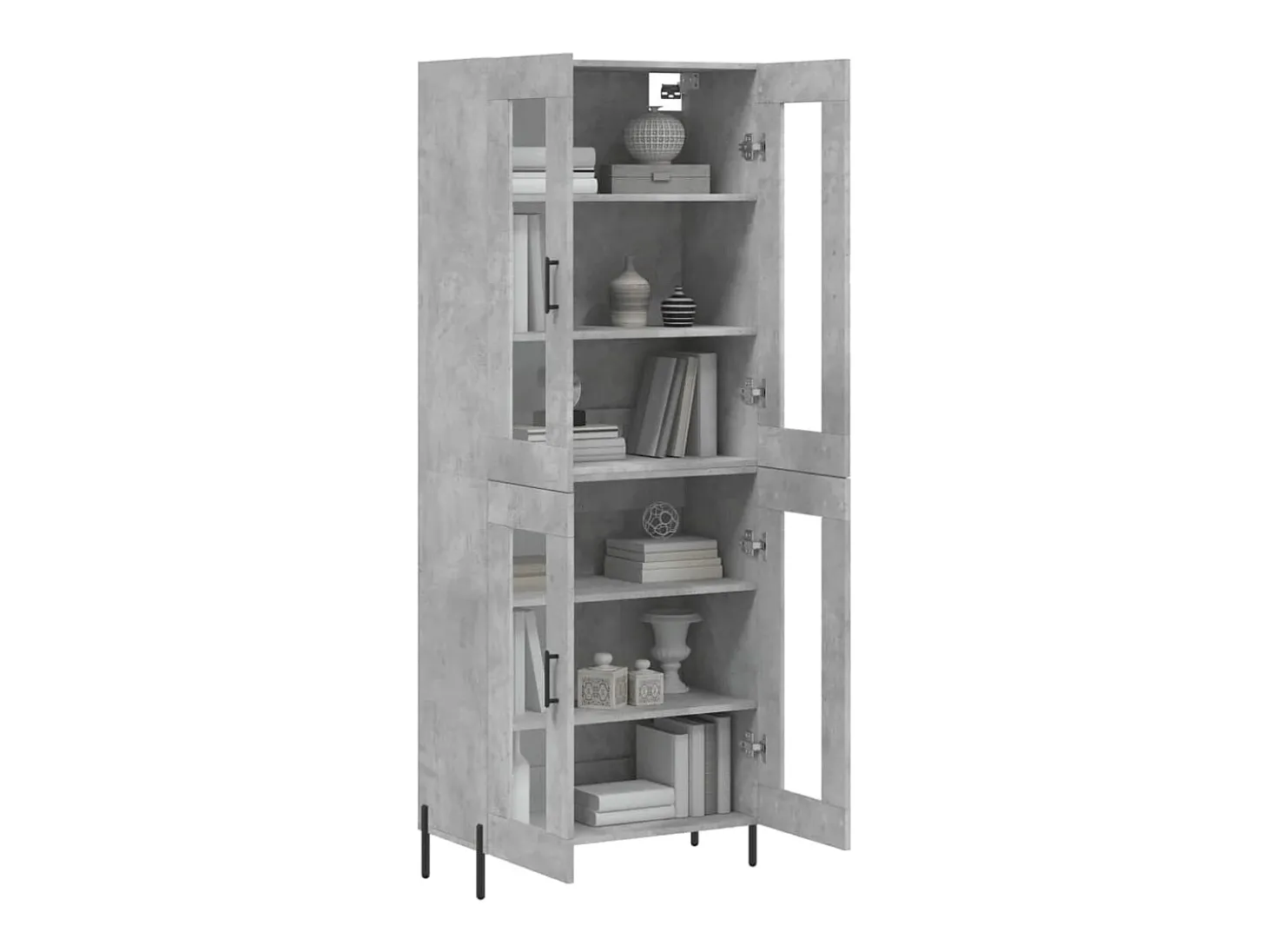 Aparador alto madera contrachapada gris hormigón 69,5x34x180 cm ES13498