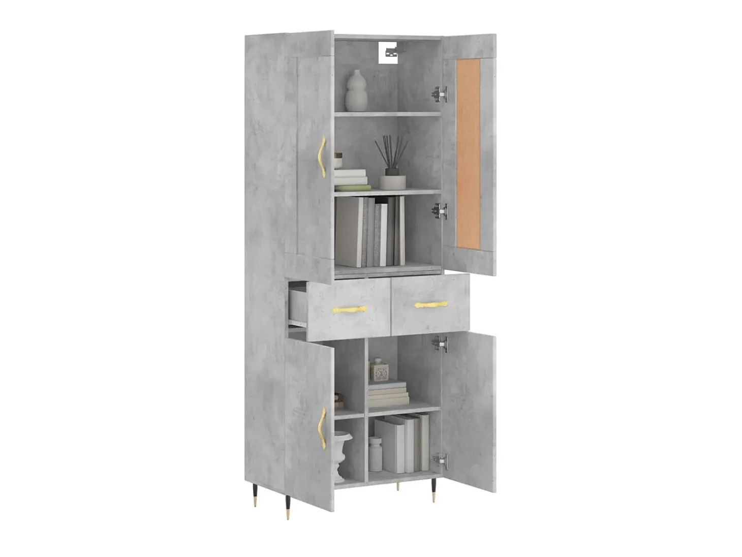 Aparador alto madera contrachapada gris hormigón 69,5x34x180 cm ES14477