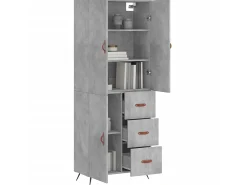 Aparador alto madera contrachapada gris hormigón 69,5x34x180 cm ES97739