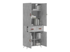 Aparador alto madera contrachapada gris hormigón 69,5x34x180 cm ES75708