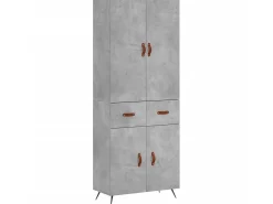 Aparador alto madera contrachapada gris hormigón 69,5x34x180 cm ES75708