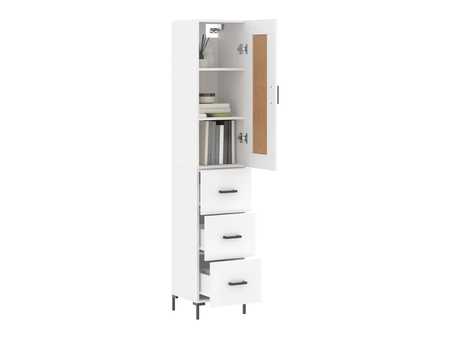 Aparador alto madera contrachapada blanco 34,5x34x180 cm ES16497